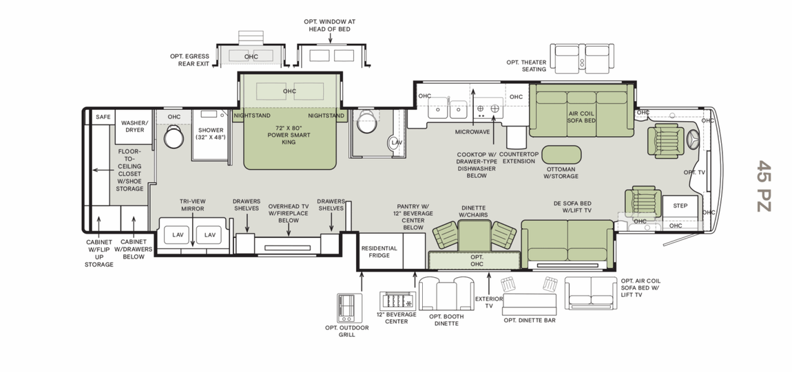 2026 Tiffin Zephyr 45PZ Floor Plan