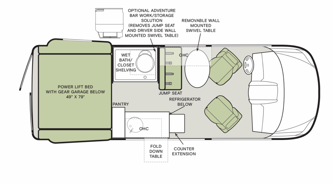 2026 Tiffin GH1 Jump Seats Floor Plan
