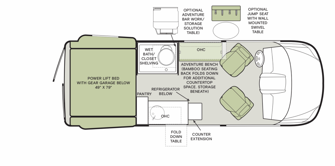 2026 Tiffin GH1 Adventure Bench Floor Plan