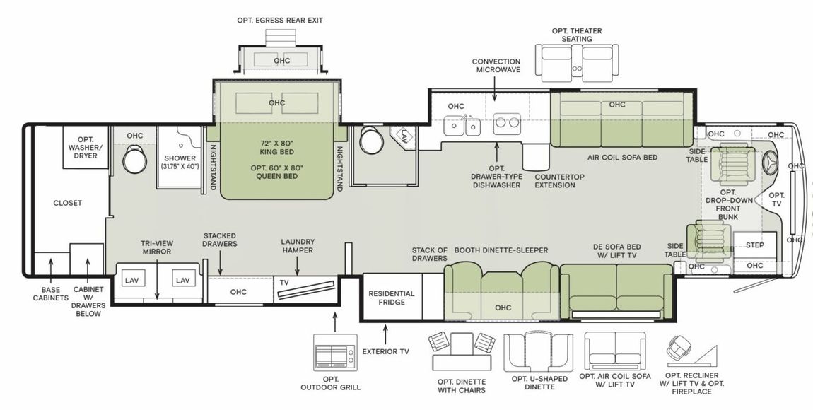 2025 Tiffin Phaeton 44OH Floor Plan