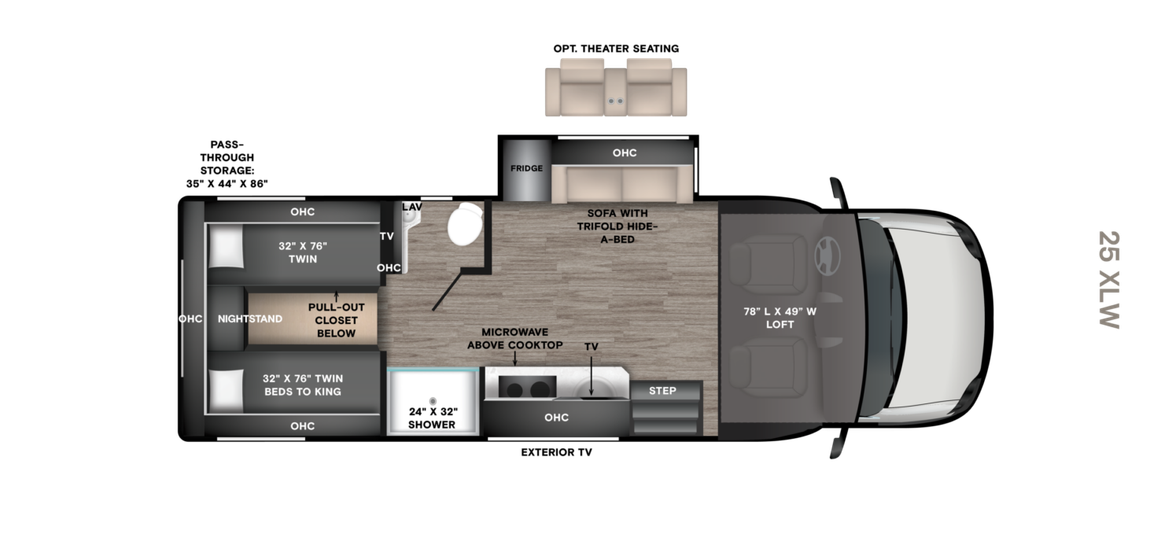 2027 Tiffin Wayfarer 25XLW Floor Plan
