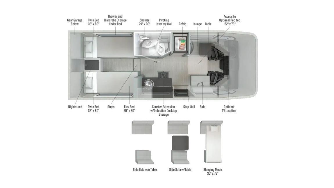 2027 Winnebago EKKO 23B Floor Plan