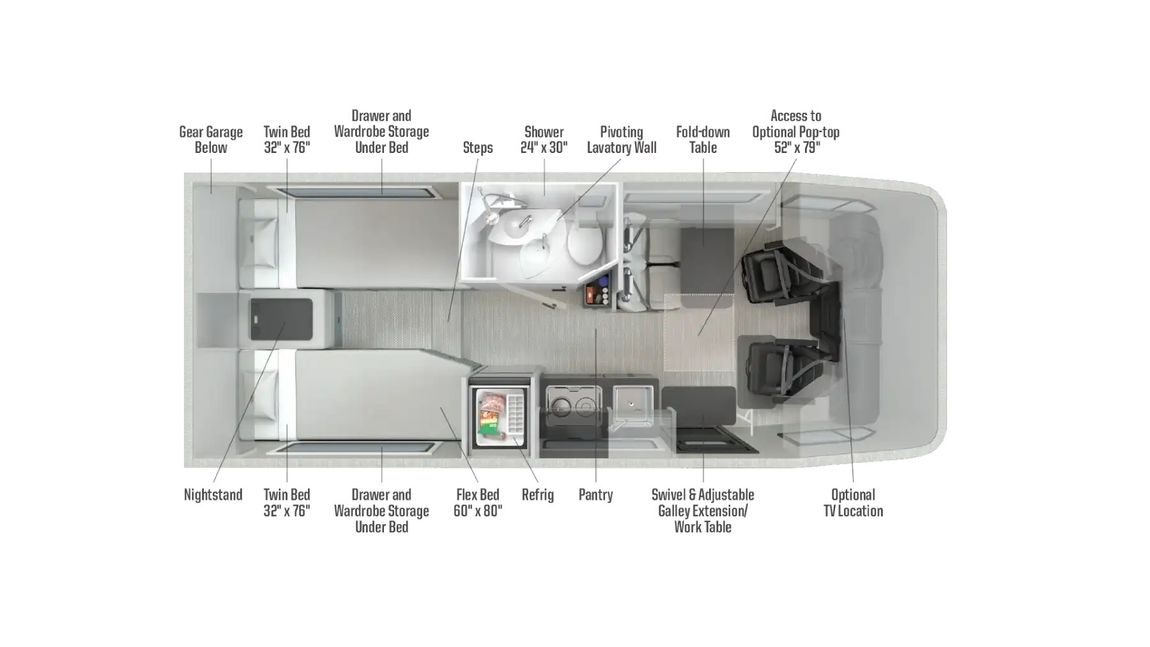 2027 Winnebago EKKO 22A Floor Plan