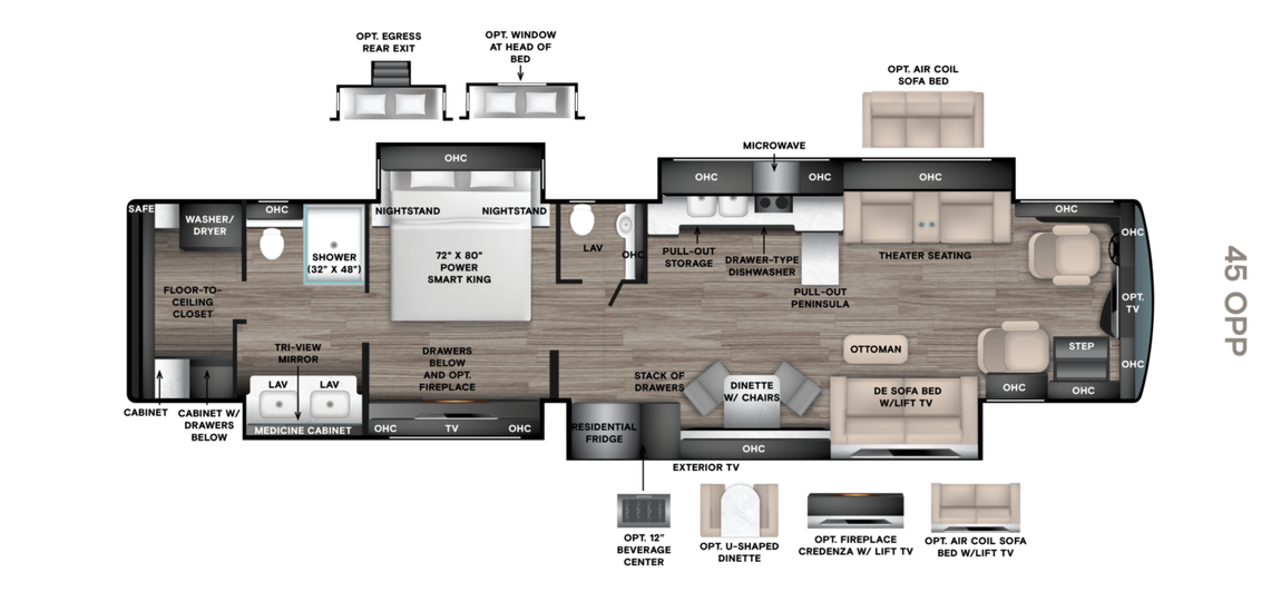 2027 Tiffin Allegro Bus 45OPP Floor Plan