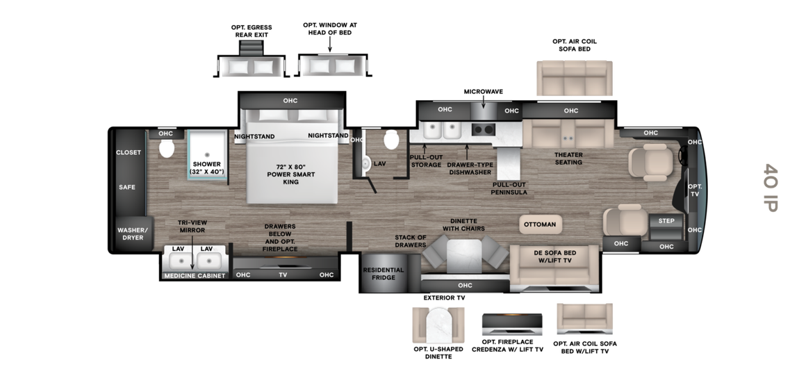 2027 Tiffin Allegro Bus 40IP Floor Plan