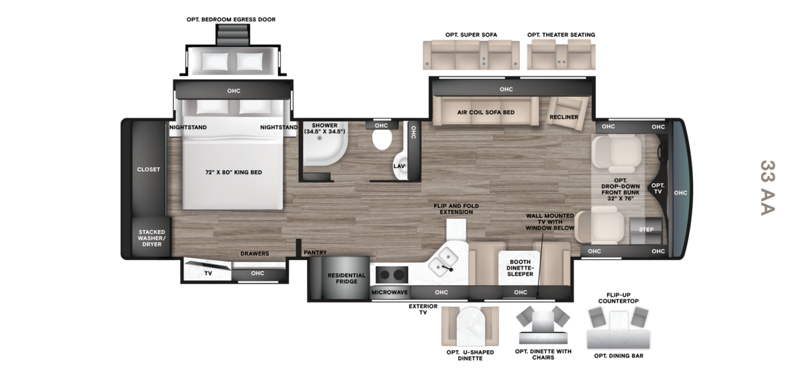 2027 Tiffin Allegro Red 33AA Floor Plan