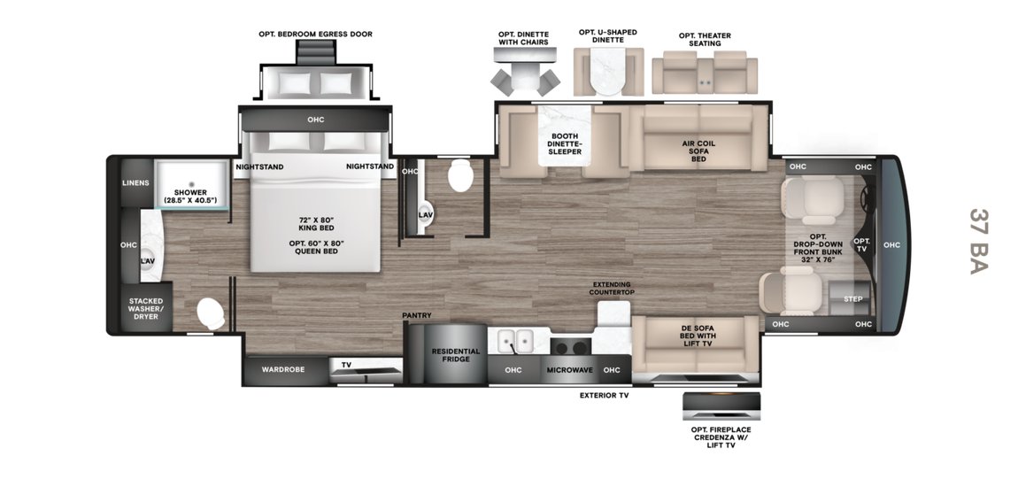 2027 Tiffin Allegro Red 37BA Floor Plan