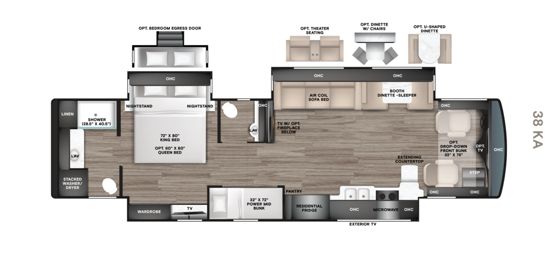 2027 Tiffin Allegro Red 38KA Floor Plan