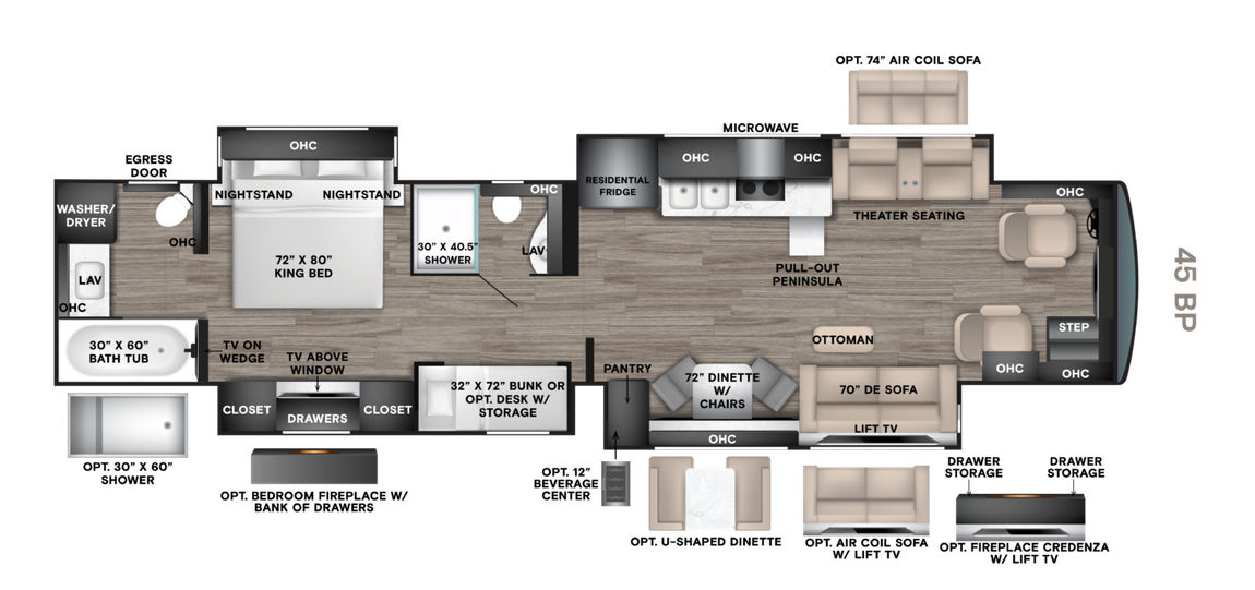 2027 Tiffin Allegro Bus 45 BP Floor Plan