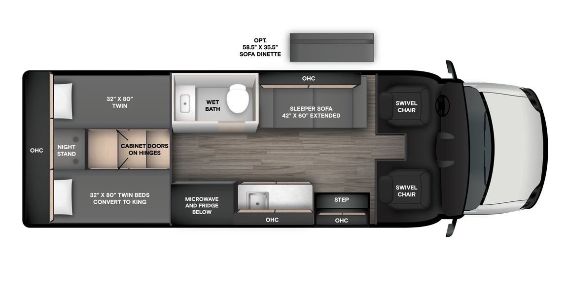 2027 Tiffin Open Trail 25AO Floor Plan