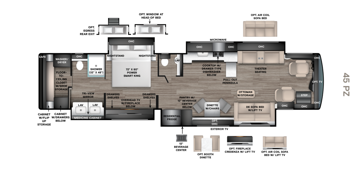 2027 Tiffin Zephyr 45PZ Floor Plan