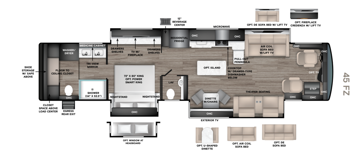 2027 Tiffin Zephyr 45FZ Floor Plan
