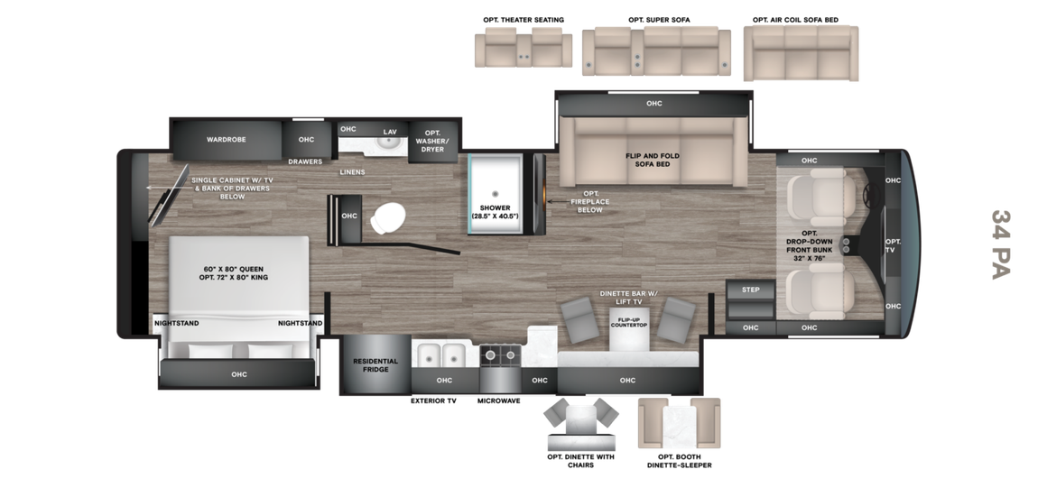 2027 Tiffin Allegro Open Road 34PA Floor Plan