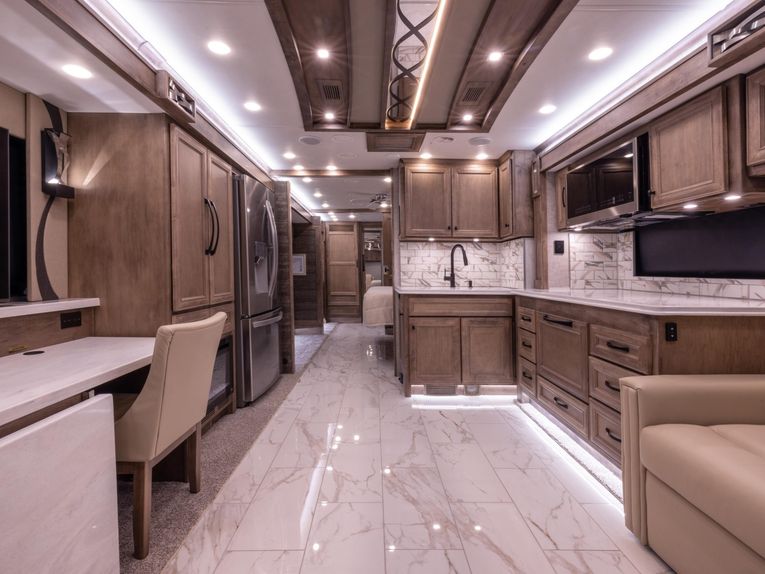 Interior image of the 2025 Tiffin Phaeton on the front to back