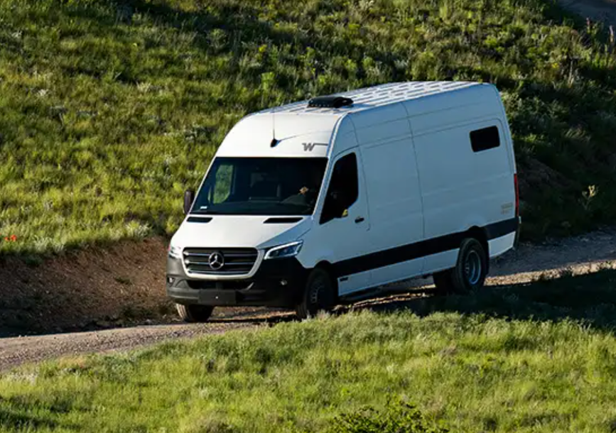 The Winnebago Adventure Wagon on the road