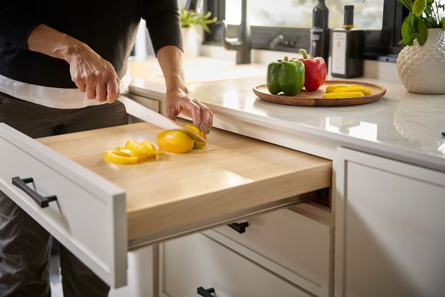 Induction cooktop and counter space in the Freedom Aire kitchen