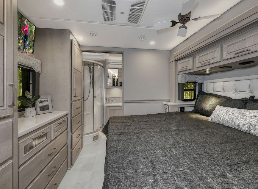 Bed and TV in the 2026 Verona LE