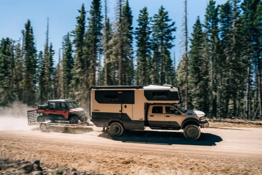 ARKA towing on a dirt road