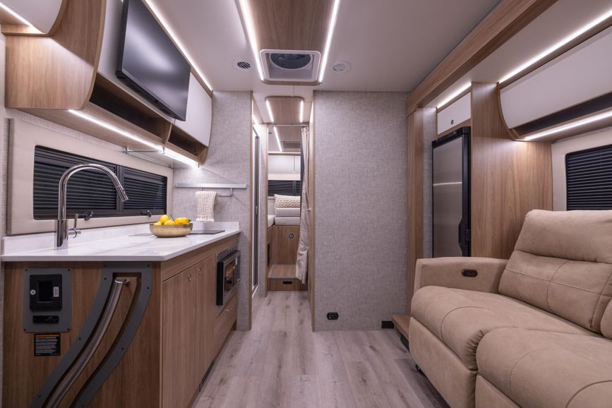 RV brown front to back view