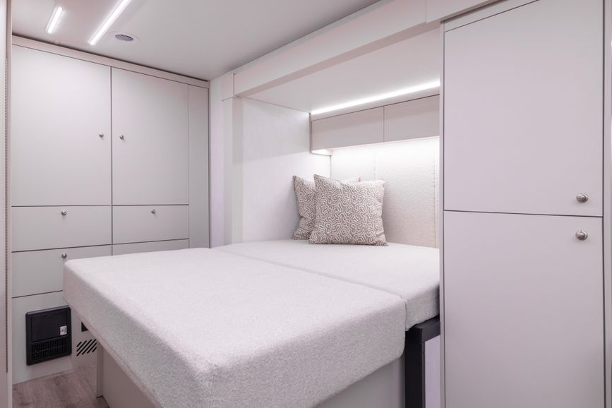 bed inside an RV