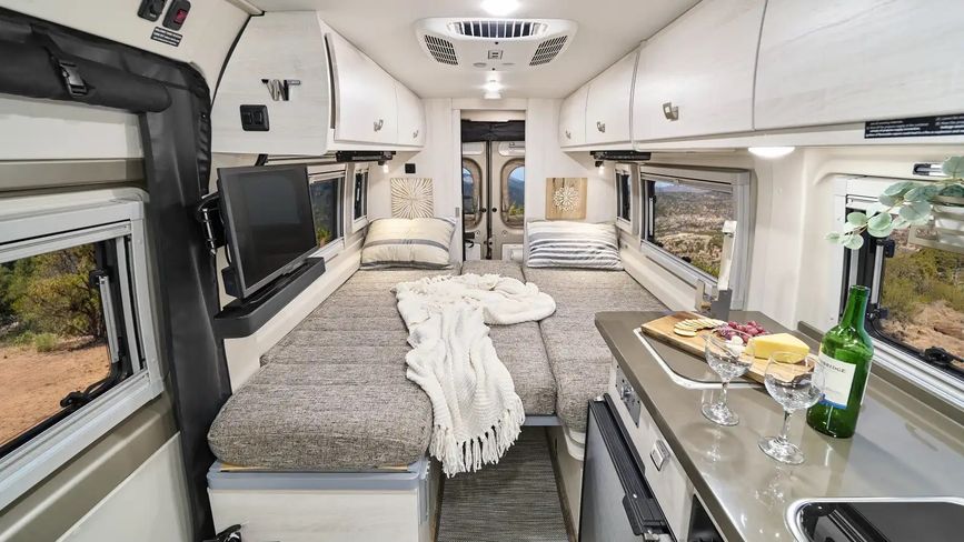 Bed inside the Travato