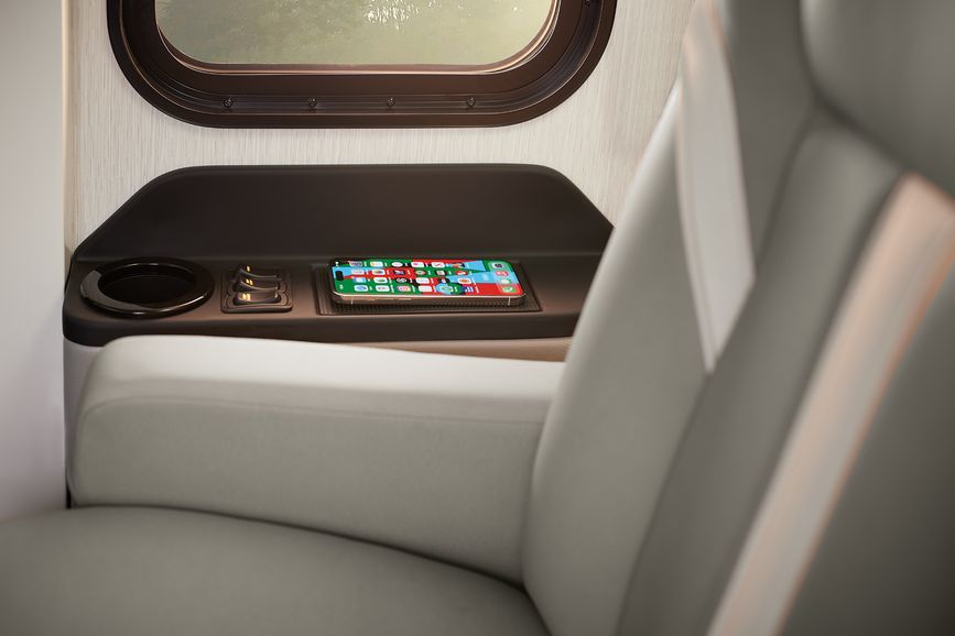 Passenger side charging station and storage aboard the 2025 Ventana