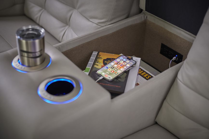 center console storage inside the 2025 New Aire