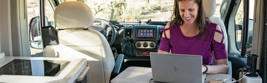 View of the cab from inside the Travato