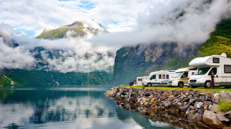 RVs in a beautiful location