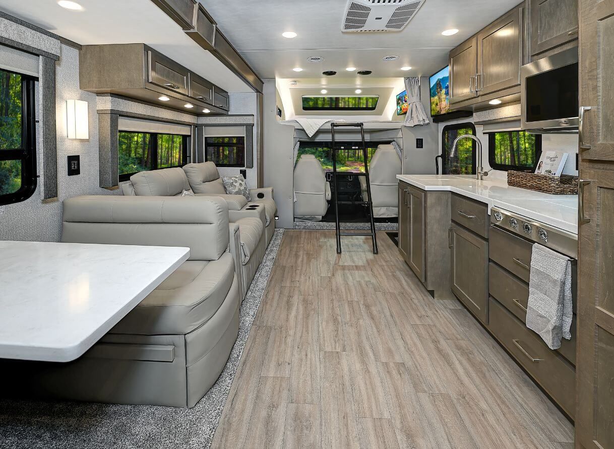 Interior of the 2025 Renegade Valencia including galley and seating