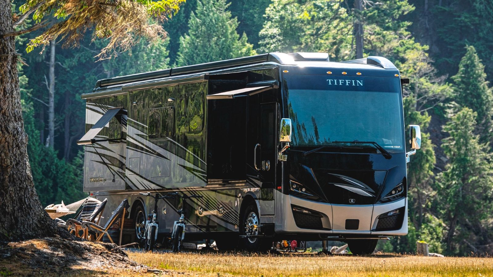 Tiffin Phaeton in a forest setting