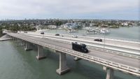 RV driving over a bridge