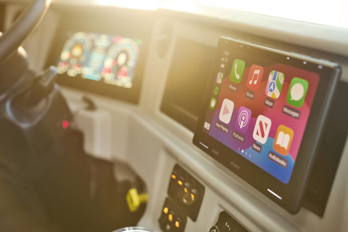 Close-up of an RV dashboard