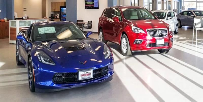 Automotive vehicles in a dealership