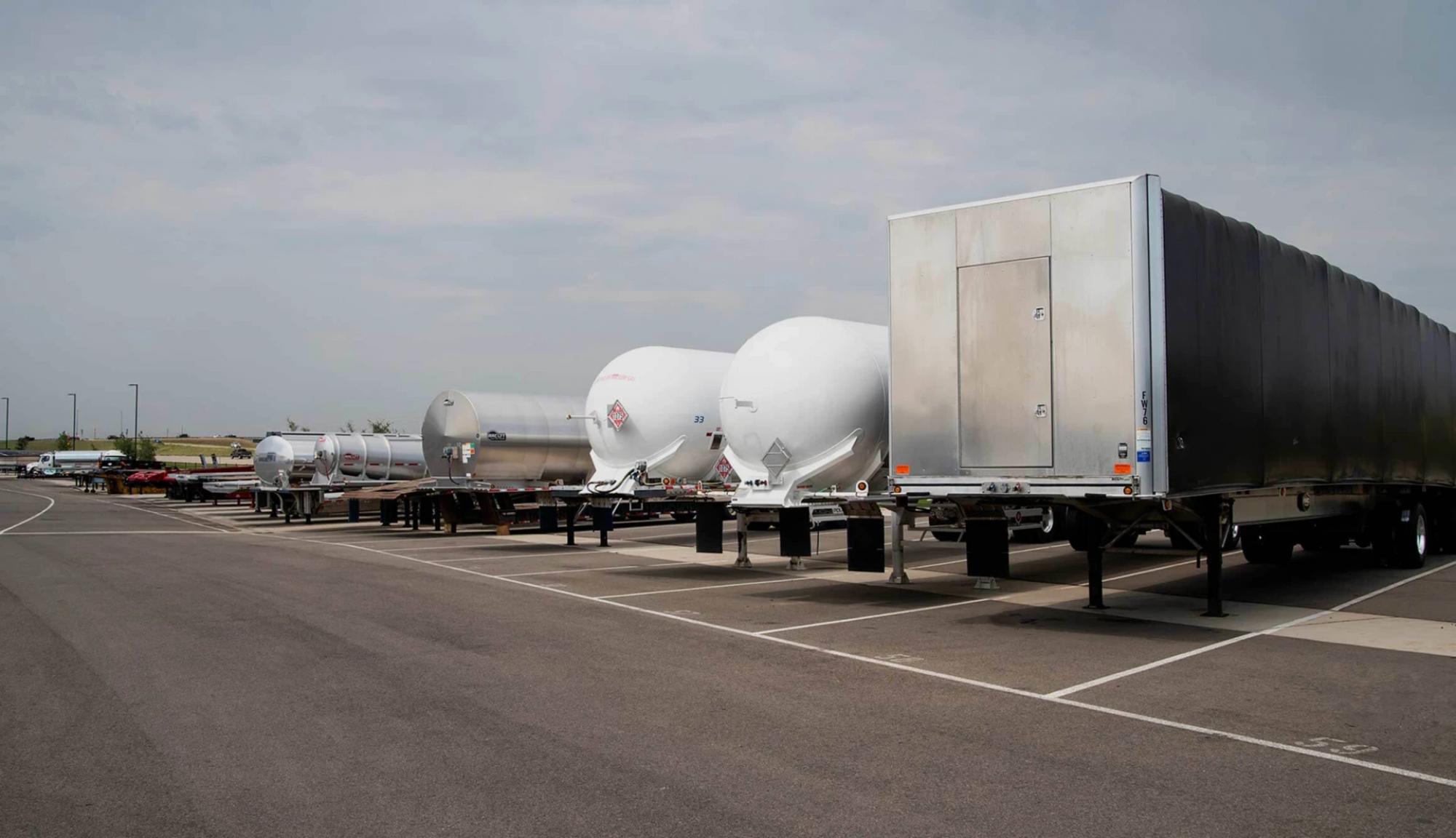 Trailers in parking lot